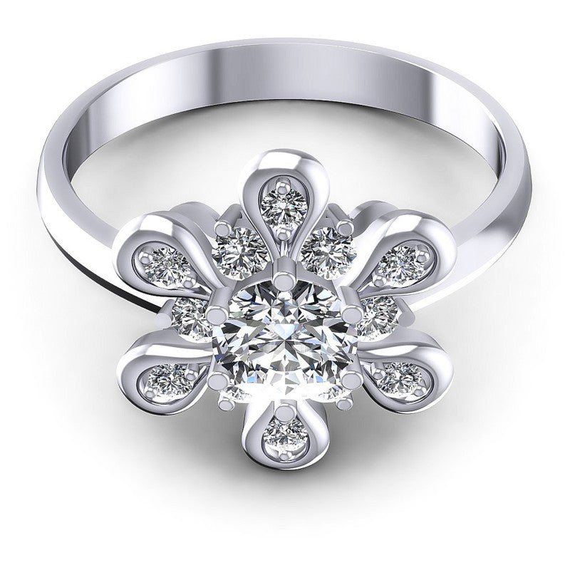 Round Diamonds 0.65CT Halo Ring in 14KT Yellow Gold