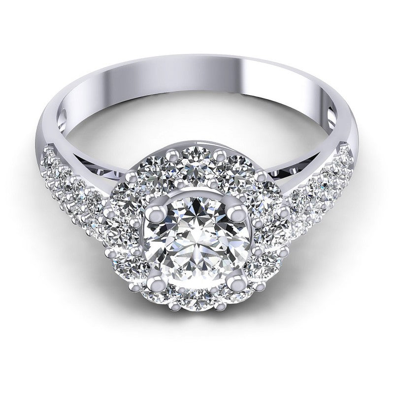 Round Diamonds 1.35CT Halo Ring in 14KT Yellow Gold