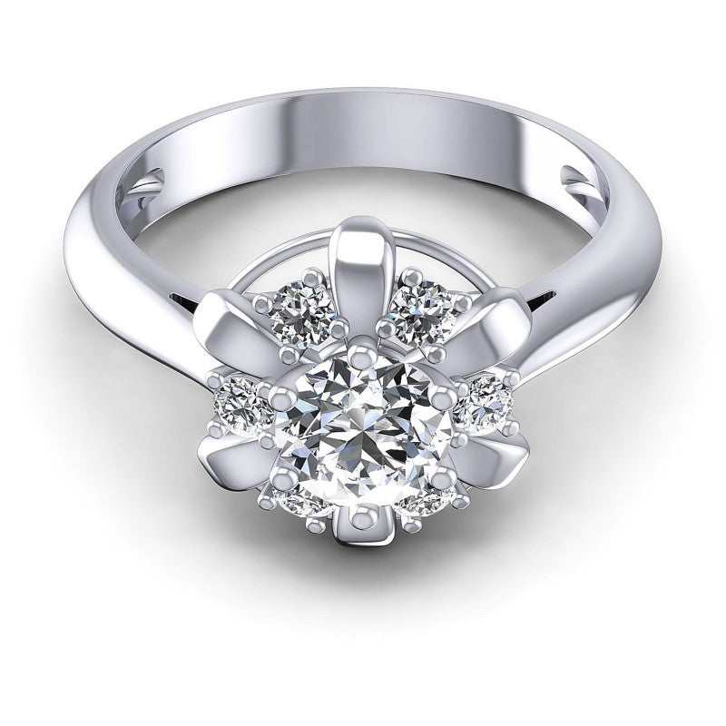 Round Diamonds 0.55CT Halo Ring in 14KT Yellow Gold