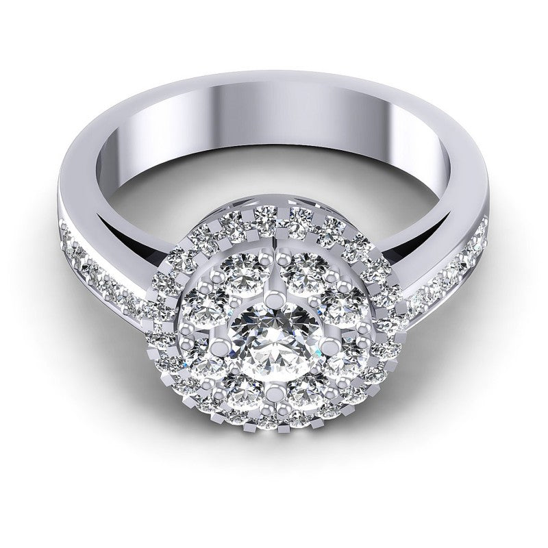 Round Diamonds 1.15CT Halo Ring in 14KT Yellow Gold