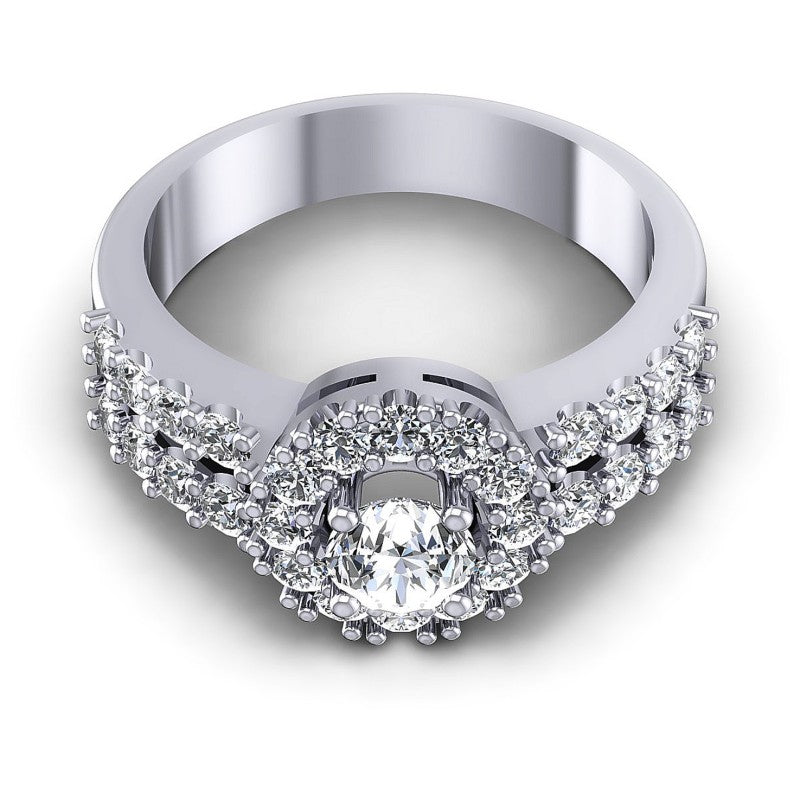 Round Diamonds 1.20CT Halo Ring in 14KT Yellow Gold