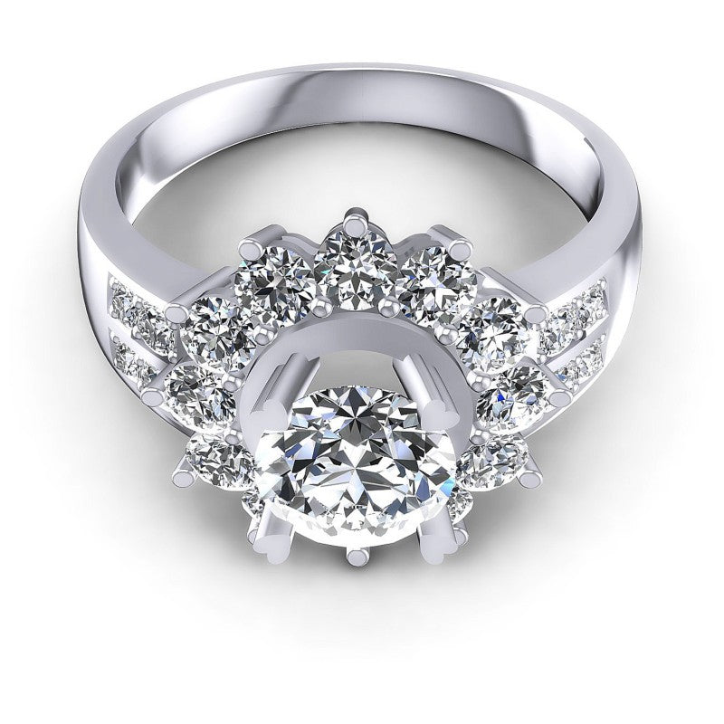 Round Diamonds 1.45CT Halo Ring in 14KT Yellow Gold