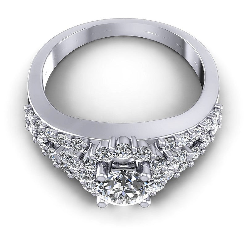 Round Diamonds 1.35CT Halo Ring in 14KT Yellow Gold