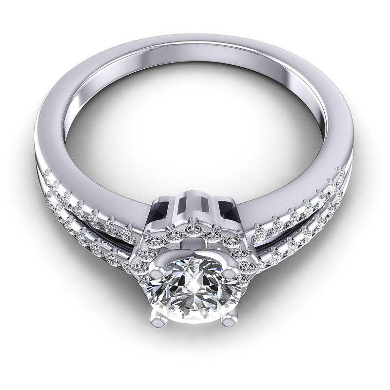 Round Diamonds 0.70CT Halo Ring in 14KT Yellow Gold