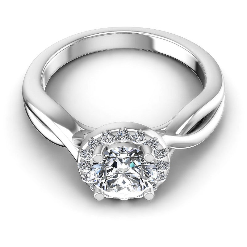 Round Diamonds 0.55CT Halo Ring in 14KT Yellow Gold