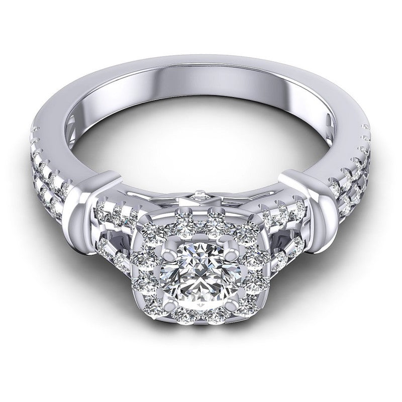 Round Diamonds 1.20CT Halo Ring in 14KT Yellow Gold