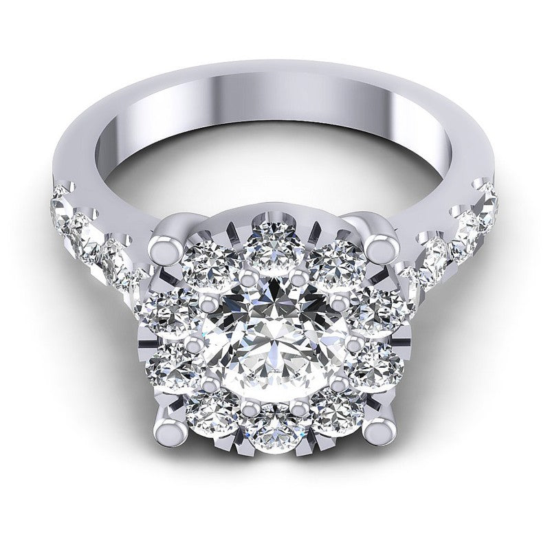 Round Diamonds 1.45CT Halo Ring in 14KT Yellow Gold