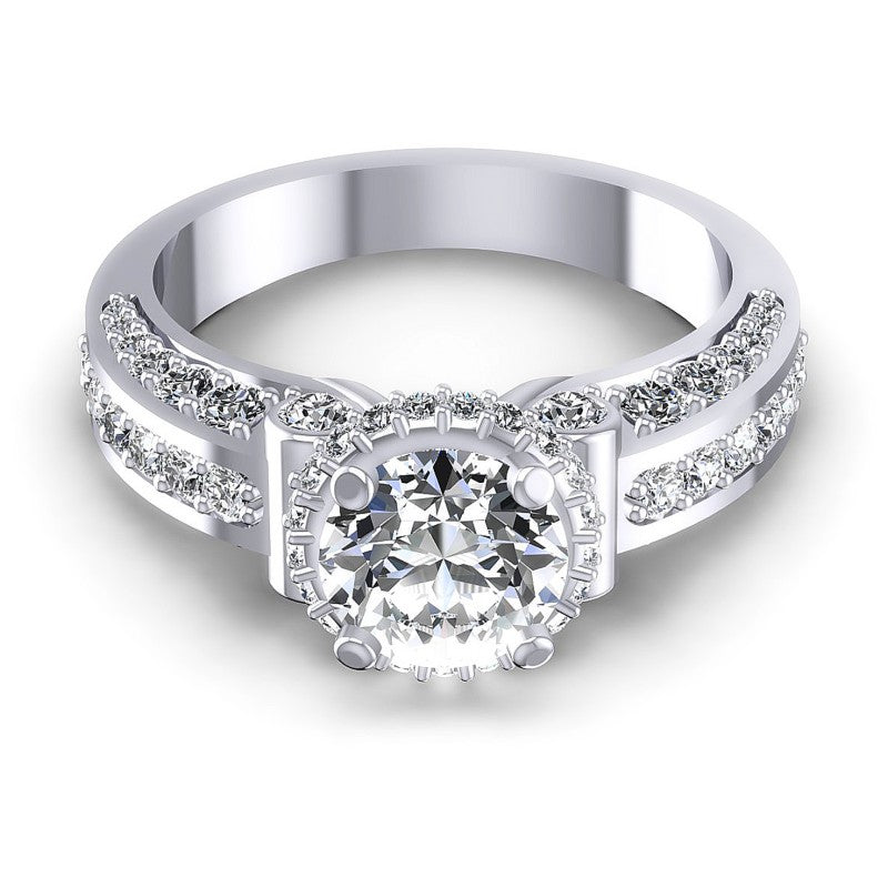 Round Diamonds 1.30CT Halo Ring in 14KT Yellow Gold