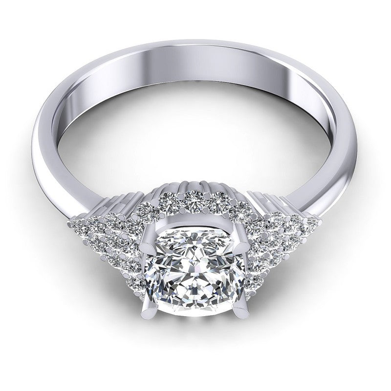 Round and Cushion Diamonds 0.65CT Halo Ring in 14KT Yellow Gold