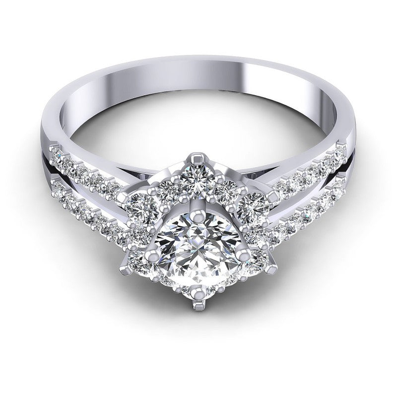 Round Diamonds 0.90CT Halo Ring in 14KT Yellow Gold