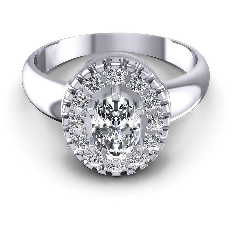 Round and Oval Diamonds 0.65CT Halo Ring in 14KT Yellow Gold