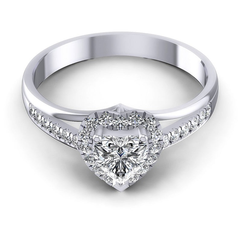 Round and Heart Diamonds 0.60CT Halo Ring in 14KT Yellow Gold