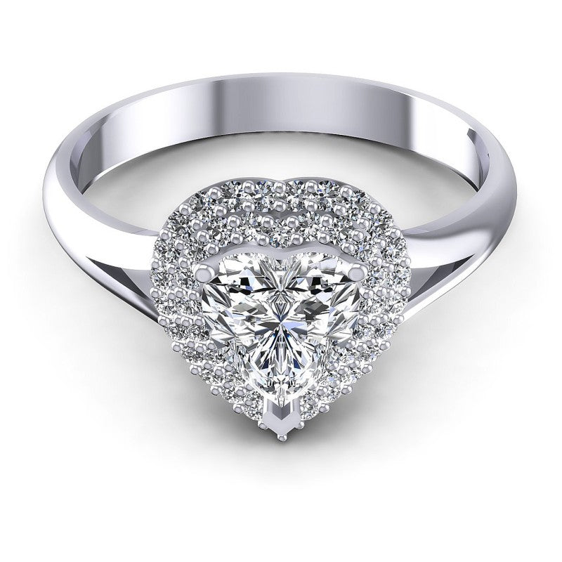 Round and Heart Diamonds 0.65CT Halo Ring in 14KT Yellow Gold