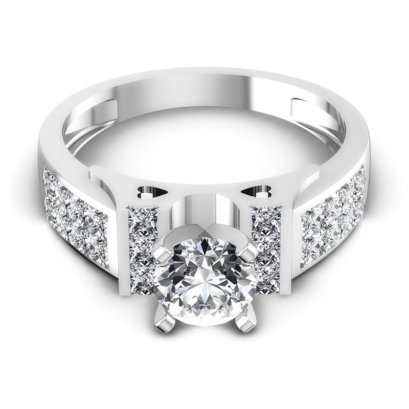 Princess and Round Diamonds 1.15CT Engagement Ring in 14KT Yellow Gold