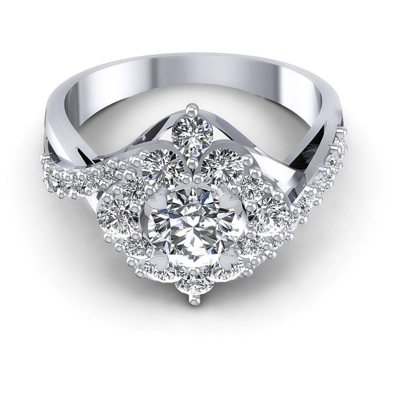 Round Diamonds 1.30CT Halo Ring in 14KT Yellow Gold