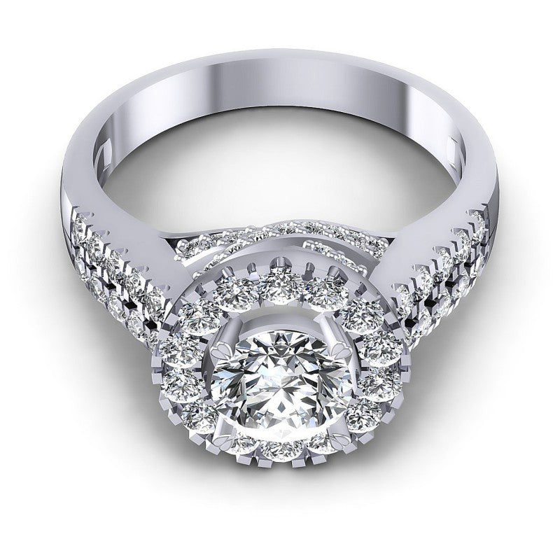 Round Diamonds 1.30CT Halo Ring in 14KT Yellow Gold