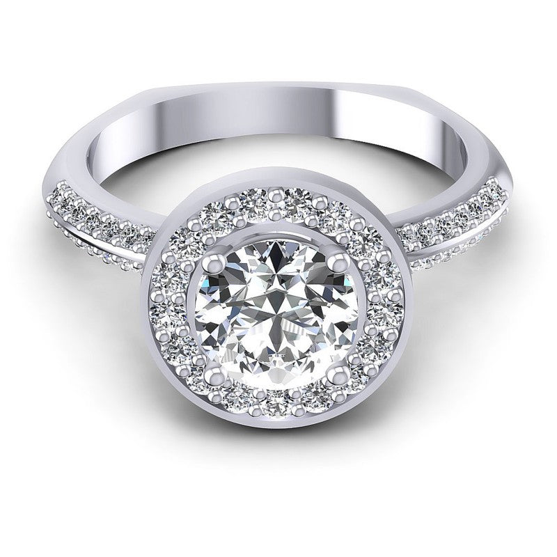 Round Diamonds 0.95CT Halo Ring in 14KT Yellow Gold