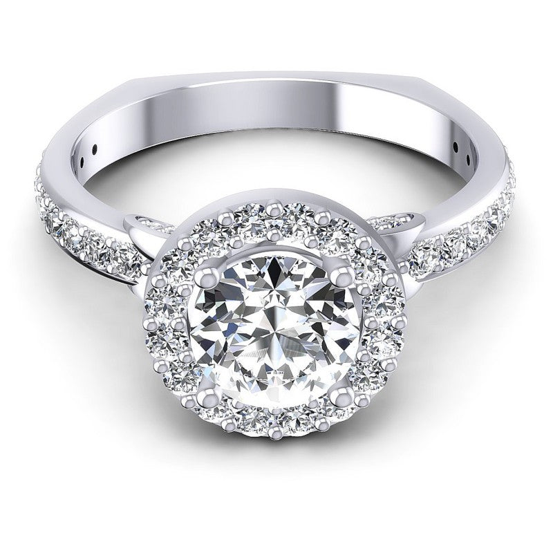 Round Diamonds 1.30CT Halo Ring in 14KT Yellow Gold