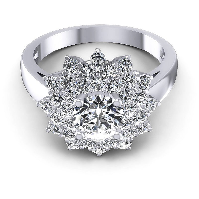 Round Diamonds 1.30CT Halo Ring in 14KT Yellow Gold