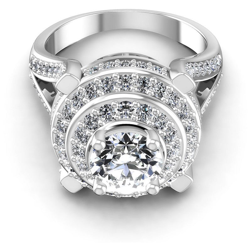 Round Diamonds 1.60CT Halo Ring in 14KT Yellow Gold
