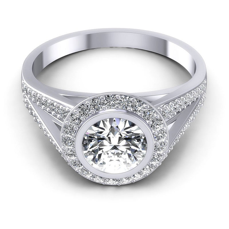 Round Diamonds 0.80CT Halo Ring in 14KT Yellow Gold