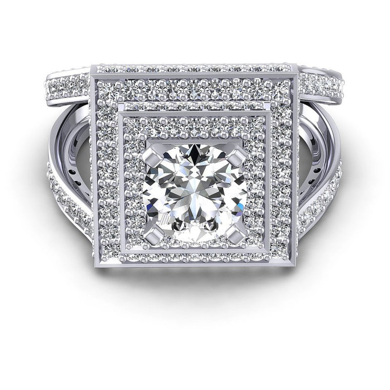 Round Diamonds 1.65CT Halo Ring in 14KT Yellow Gold