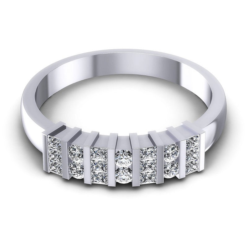 Princess and Round Diamonds 0.55CT Diamonds Wedding Band in 14KT Yellow Gold