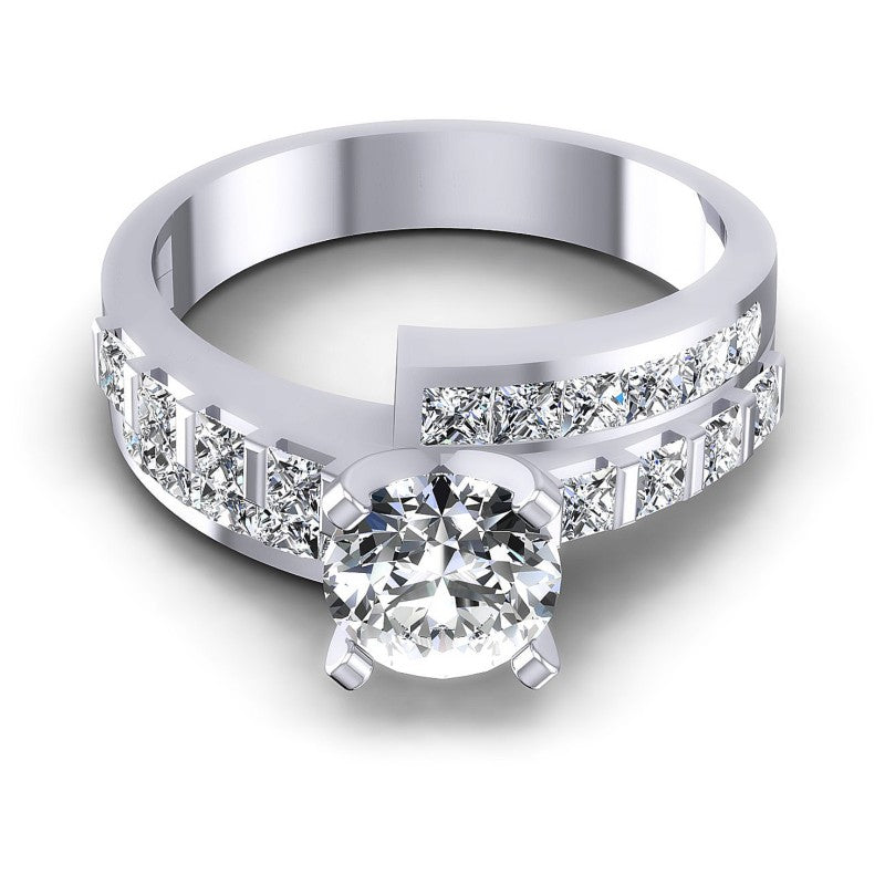 Princess and Round Diamonds 1.55CT Engagement Ring in 14KT Yellow Gold
