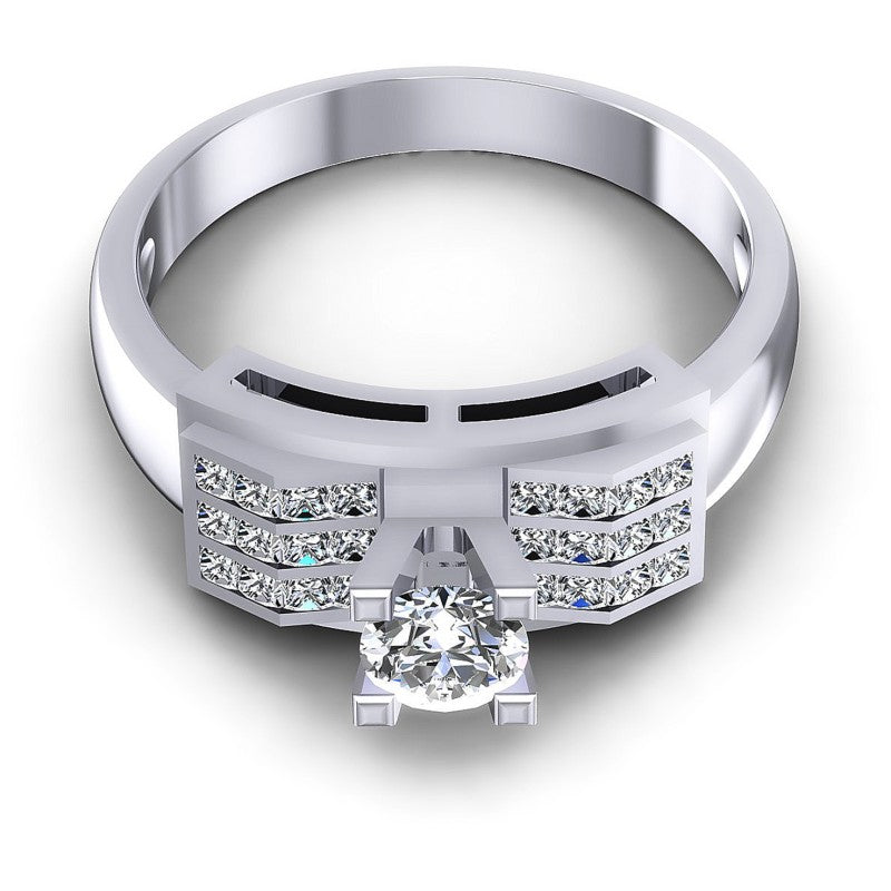 Princess and Round Diamonds 1.00CT Engagement Ring in 14KT Yellow Gold