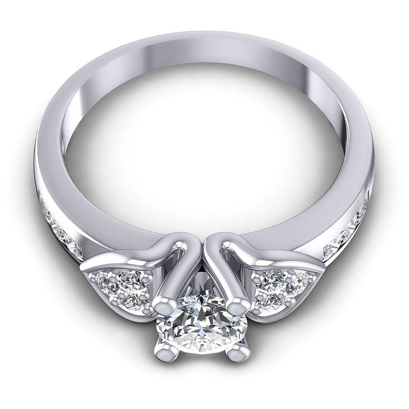 Princess and Round Diamonds 0.90CT Engagement Ring in 14KT Yellow Gold