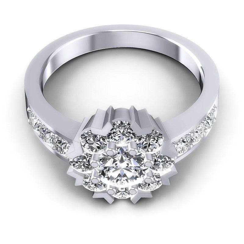Round Diamonds 1.20CT Halo Ring in 14KT Yellow Gold