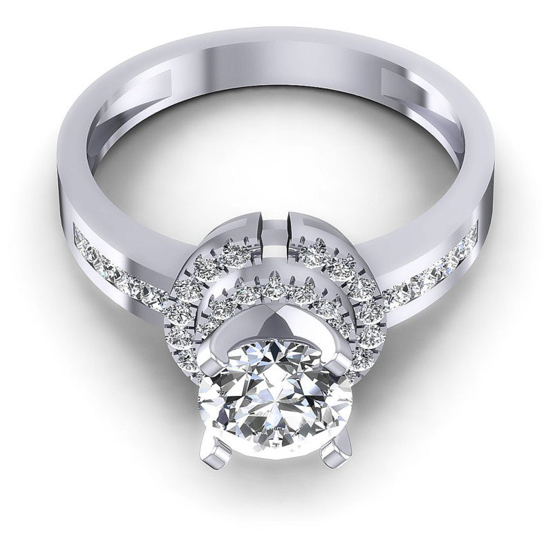 Princess and Round Diamonds 0.90CT Engagement Ring in 14KT Yellow Gold