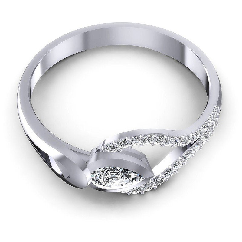 Round and Pear Diamonds 0.40CT Fashion Ring in 14KT Yellow Gold