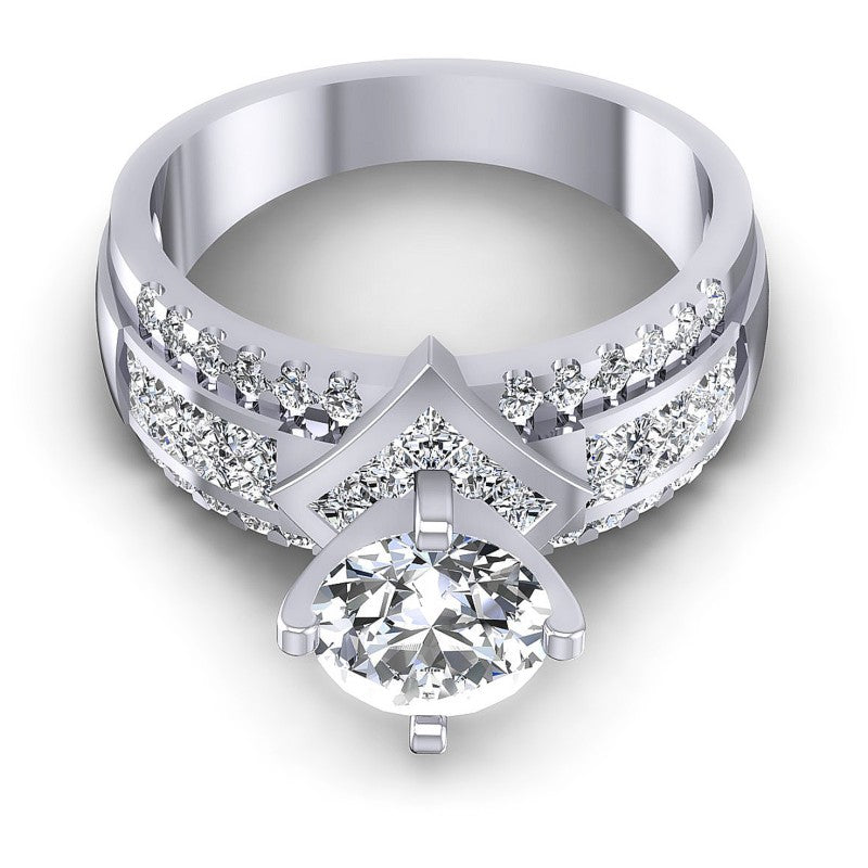 Princess and Round Diamonds 1.45CT Engagement Ring in 14KT Yellow Gold