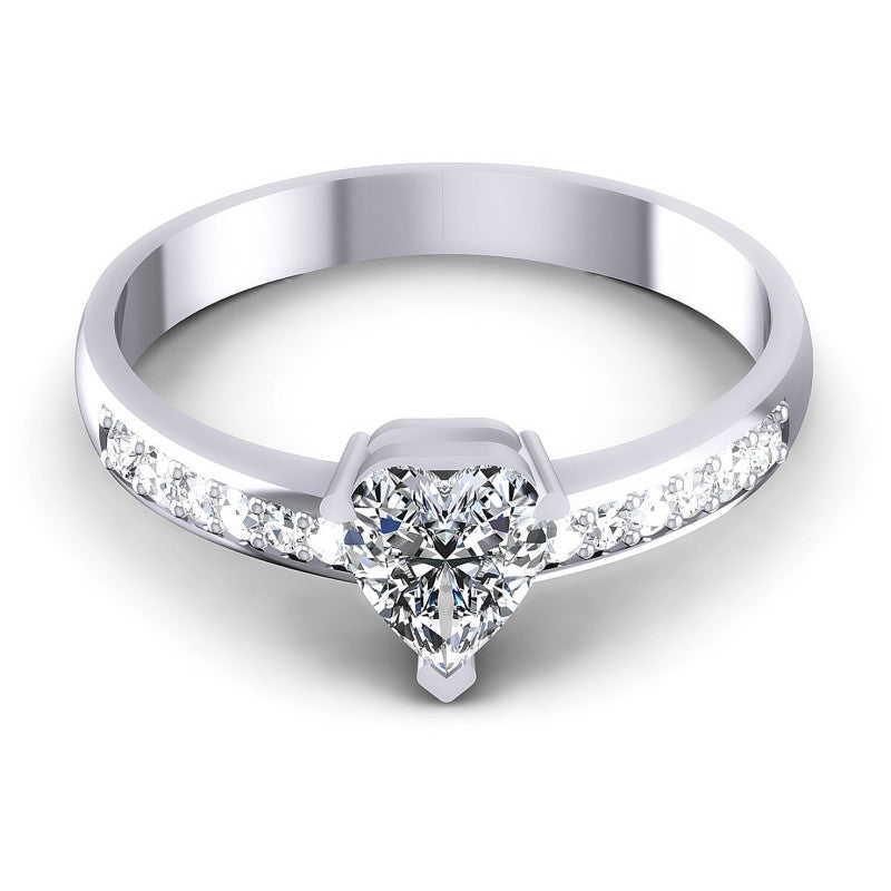 Round and Heart Diamonds 0.55CT Engagement Ring in 14KT Yellow Gold