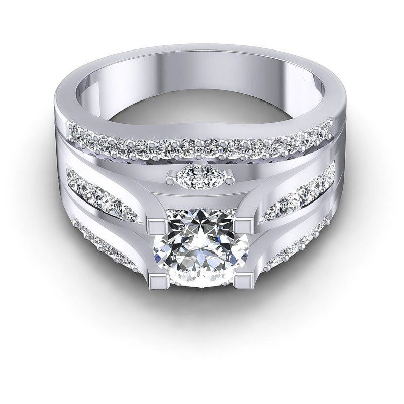 Princess and Round and Marquise Diamonds 1.40CT Engagement Ring in 14KT Yellow Gold