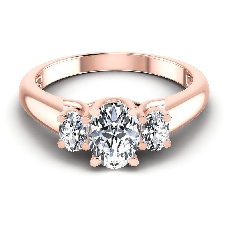 Oval Diamonds 0.80CT Three Stone Ring in 18KT Yellow Gold