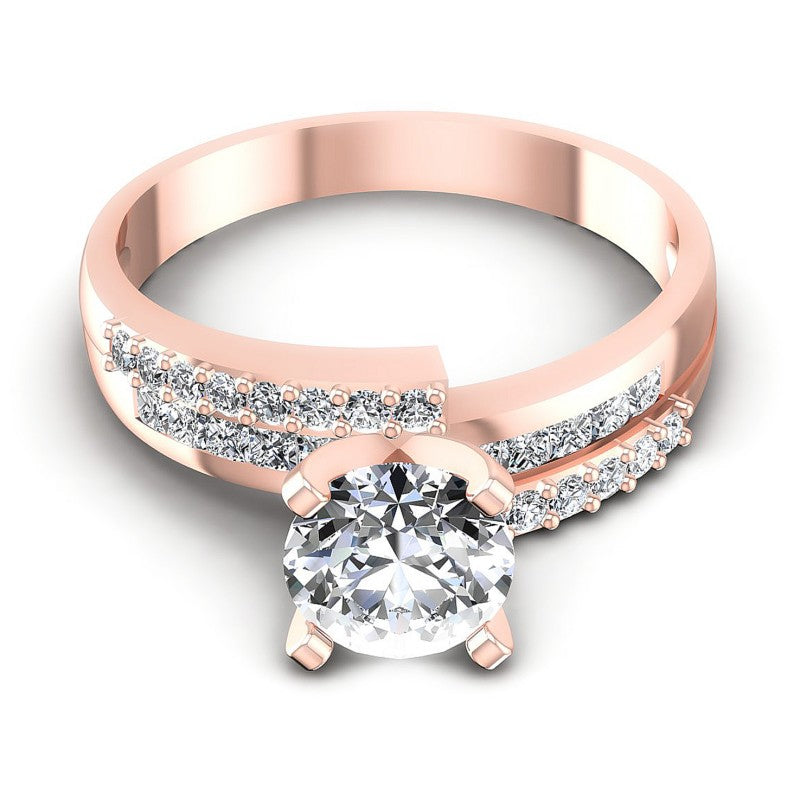 Princess and Round Diamonds 0.95CT Engagement Ring in 18KT Yellow Gold