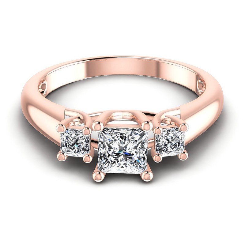 Princess Diamonds 0.75CT Three Stone Ring in 18KT Yellow Gold