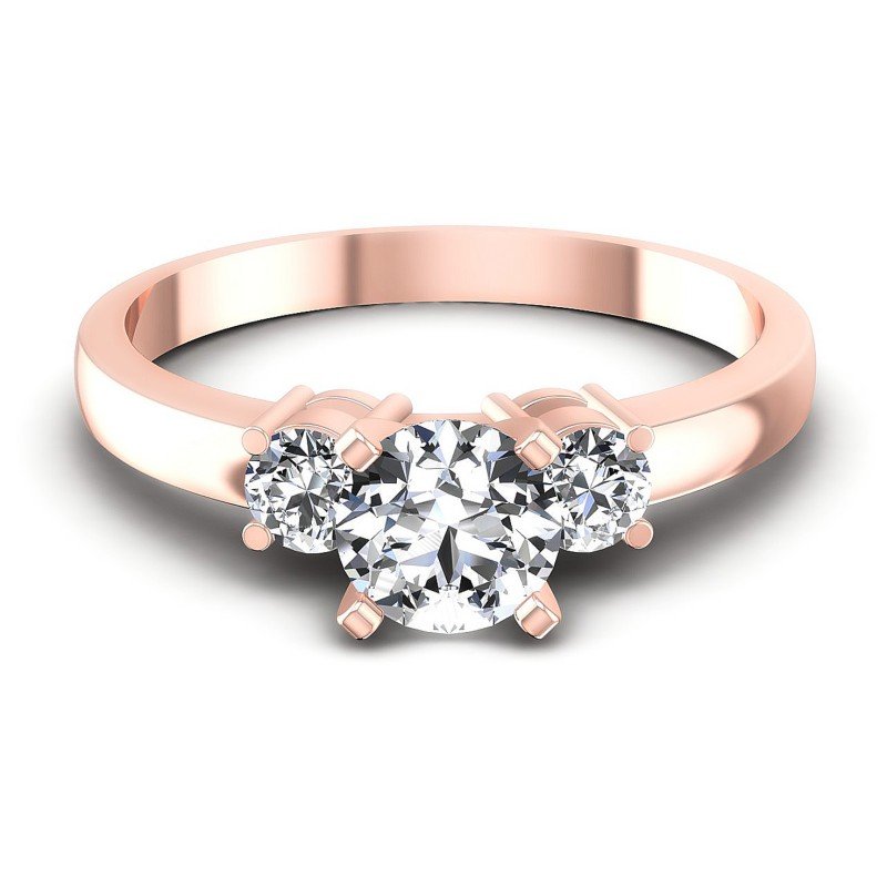 Round Diamonds 0.70CT Three Stone Ring in 18KT Yellow Gold