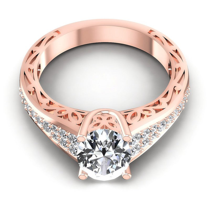 Round and Oval Diamonds 1.45CT Engagement Ring in 18KT Yellow Gold