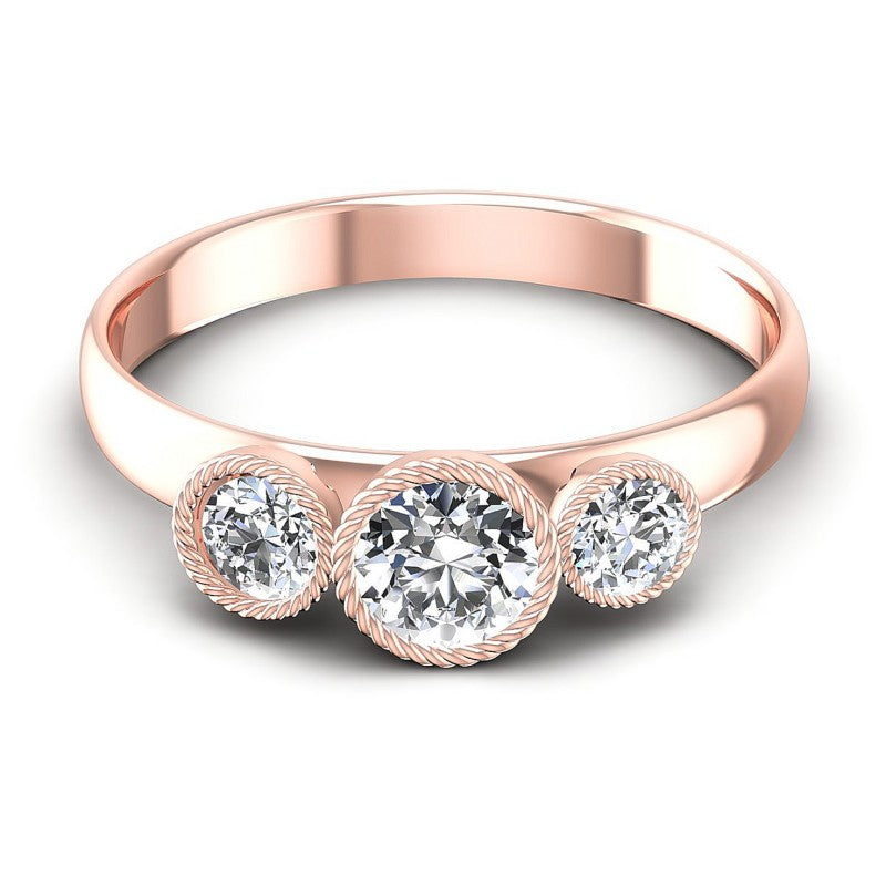 Round Diamonds 0.70CT Three Stone Ring in 18KT Yellow Gold