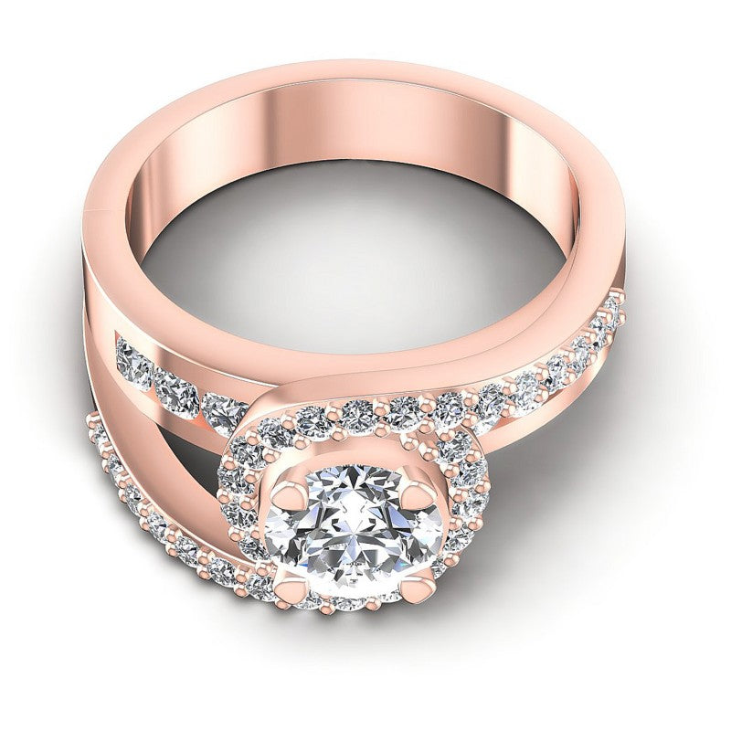 Round Diamonds 1.05CT Engagement Ring in 18KT Yellow Gold