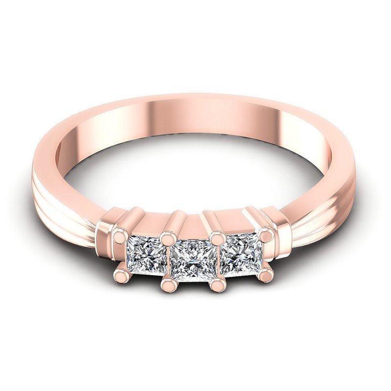 Princess Diamonds 0.40CT Three Stone Ring in 18KT Yellow Gold