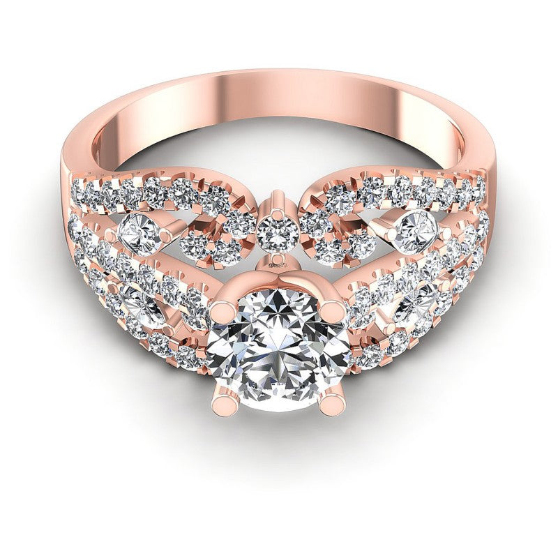 Round and Marquise Diamonds 1.25CT Engagement Ring in 18KT Yellow Gold