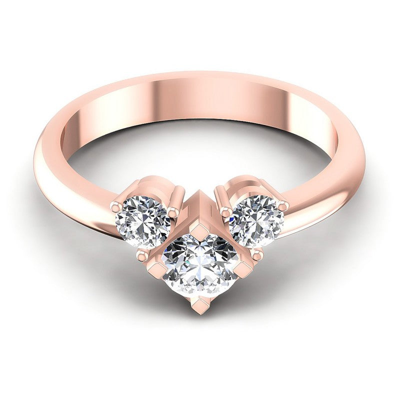 Round Diamonds 0.45CT Three Stone Ring in 18KT Yellow Gold