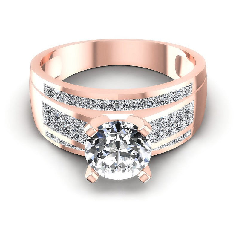 Princess and Round Diamonds 1.30CT Engagement Ring in 18KT Yellow Gold
