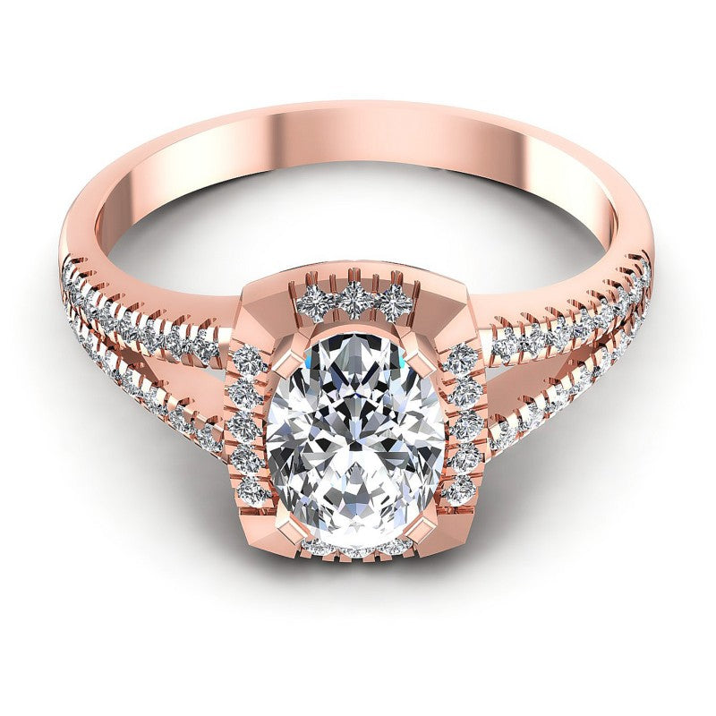 Round and Oval Diamonds 0.60CT Engagement Ring in 18KT Yellow Gold