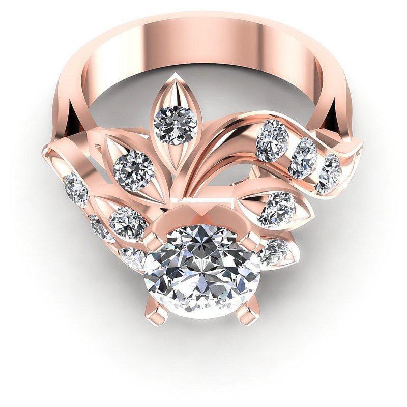 Round Diamonds 1.05CT Engagement Ring in 18KT Yellow Gold
