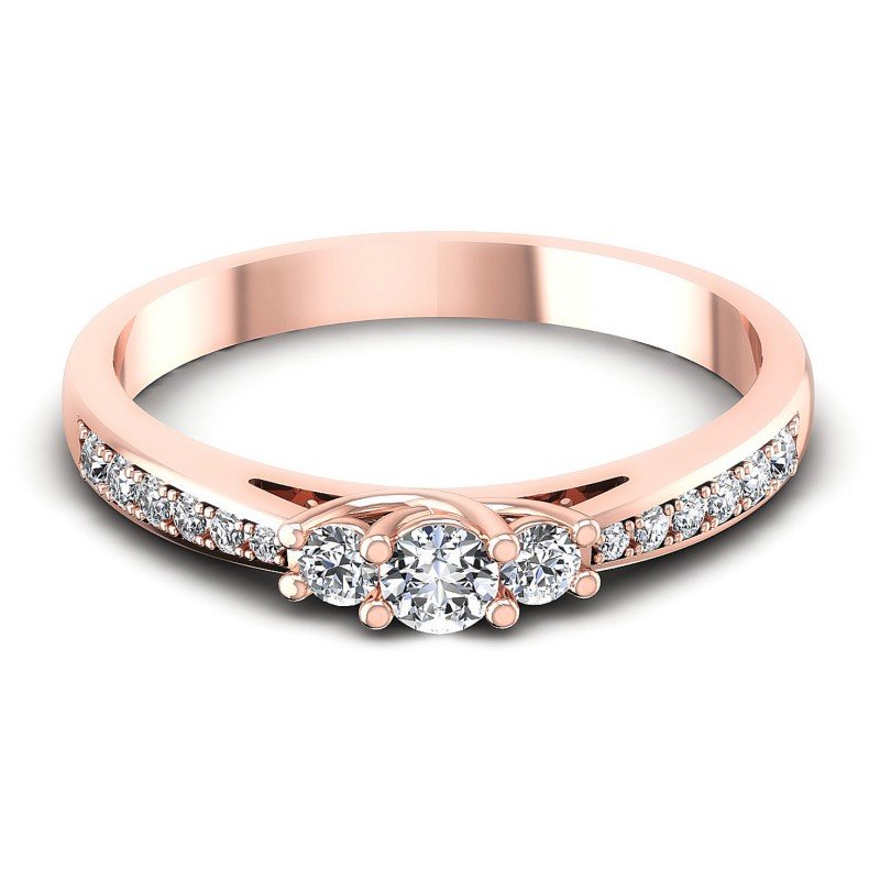 Round Diamonds 0.45CT Three Stone Ring in 18KT Yellow Gold
